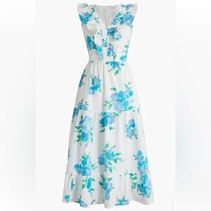 J. Crew Floral Ruffle Midi Dress